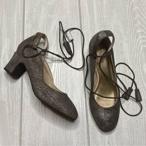 Lien.Do Women's Metallic Sparkle Tie Ankle Tassel Chunky Heels Pachuca Pumps 7.5